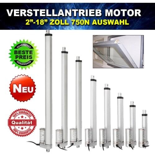 750N 4-18 Inch 330lbs DC 12V Electric Motor Linear Actuator For lectric Self Unicycle Scooter Input Voltage Range Aluminum Alloy