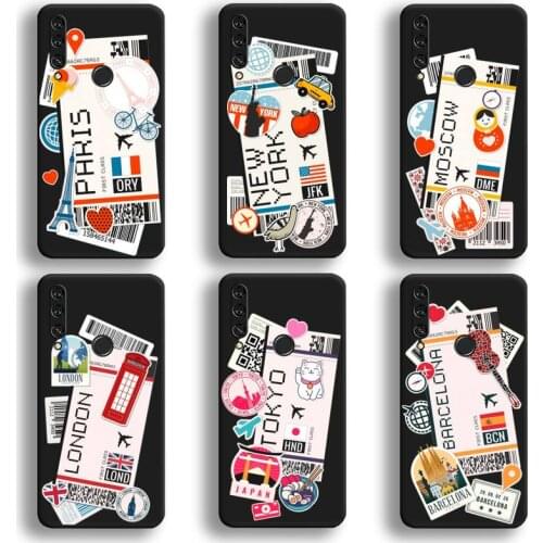 World Citiy Paris Moscow New York Travel Tickets Phone Case For Huawei Y6P Y8S Y8P Y5II Y5 Y6 2019 P Smart Prime Pro