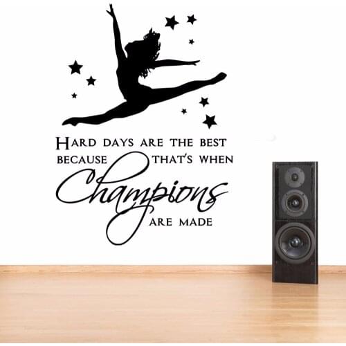Wall Stickers Quote Wall Gymnastic Dancing Girl Sport Inspiration Poster Gymnastic Athlete Vinyl Wall Decal Gym Club Decor