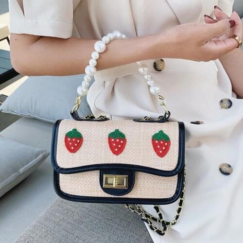Weave Armpit Shoulder Bag For Womens 2021 Luxury Women Crossbody Bag Female Designer Lovely Strawberry Handbag Travel Purse