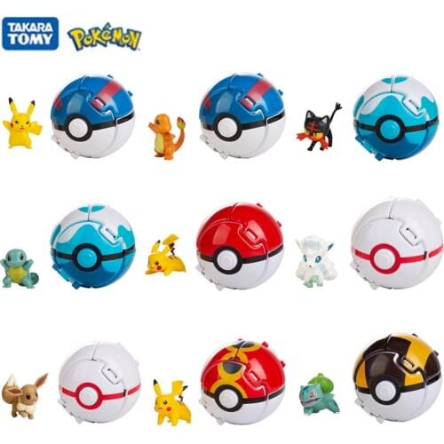 New 16 Styles Different Pokemon Elf Ball Anime Figure Pikachu Vulpix Rockruff Charmander Doll Pocket Monster Pokeball Toy Model