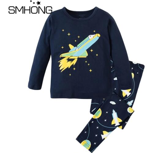 Brand New Children Full Sleeve Cotton Space Rockets Emboridery Pajamas Sets Pyjamas Kids Pijama Unicornio Baby Girl Clothes