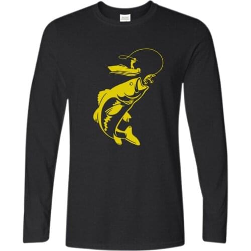 2021 New style fun fishing fishermen love long sleeve mens summer fun cotton long sleeve mens cool t-shirt men