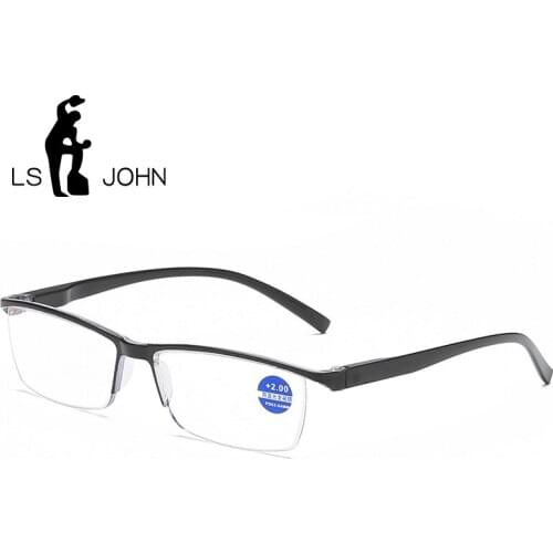 LS JOHN Half Frame Reading Glasses Men Women Anti Blue Ray TR90 Ultralight Presbyopic Eyewear For Female +1.0to+4.0 Reader