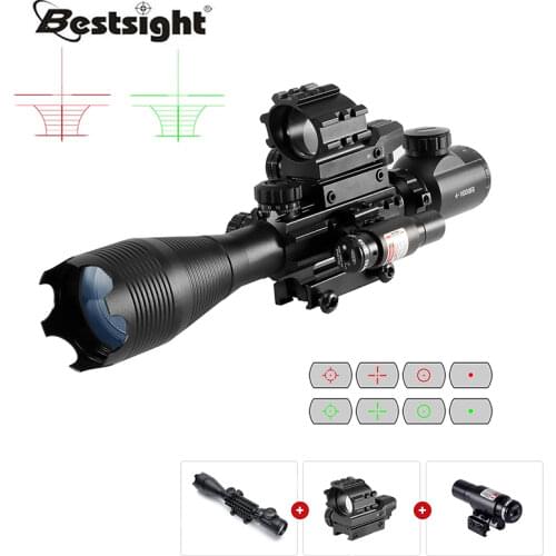 Hunting Scope 4-16x50 EG Tactical Optical Rifle Scope Holographic 4 Reflex Sight Red Dot With Laser Combo Air Guns