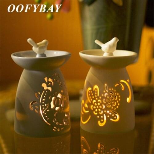 Nordic Ceramic Incense Burner Romantic Aroma Burner Bedroom Aromatherapy Candle Holder Essential Oil Lamp Indoor Candlestick