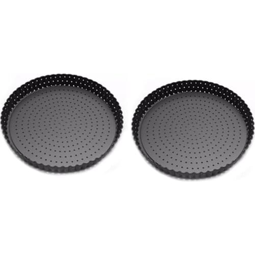 Pizza Pan With Holes,Baking Removable 9 Inch Carbon Steel Perforated Baking Pan,Non Stick Round Pizza Crisper Pan(2 PCS)