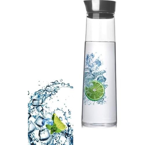 1.5 L Large Capacity Water Jug Glass Carafe Heat-resistance Water Glass Pitcher with V-shaped Spout Design for Storaging Water