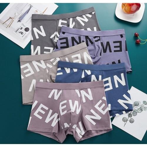Mens Underwear Modal Cotton Boxers Shorts Mid-waist Panties Youth Trend Underpants Letter Printing Boxers Briefs Hombre