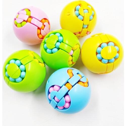 Rotating Round magical Soybean Fingertip Fidget Toy Kids Educational Stress Relief Intelligence Puzzle Cube Toys Random Color