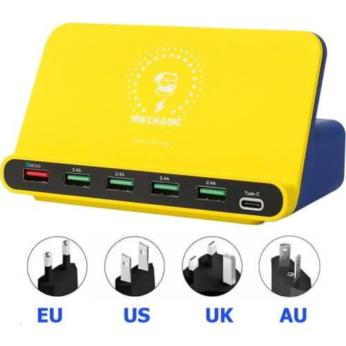 MECHANIC Tool Parts Smart QC3.0 Wireless Quick Charger 6 Port USB Dock With TYPE-C Fast For iPhone Samsung iPad