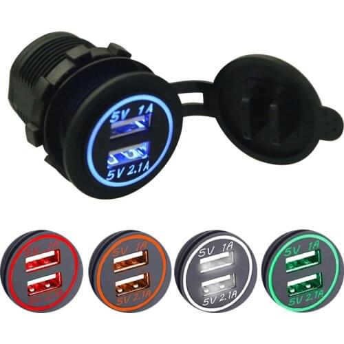 12-24V USB Charger for Motorcycle Auto Truck ATV Boat LED Car 3.1A Dual USB Socket Charger Power Adapter Outlet Power