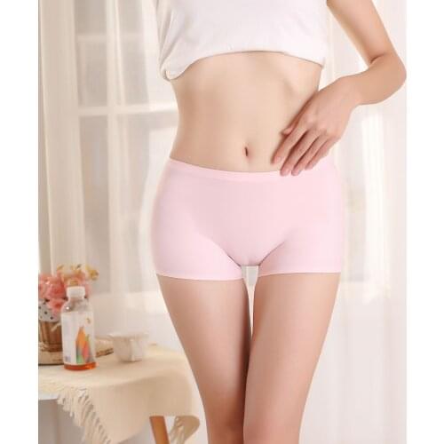 Seamless One-piece Boxer Underwear Ladies Girls Safety Short Pants Women Ice Silk Skin Care Comfortable Boyshorts Panties Summer