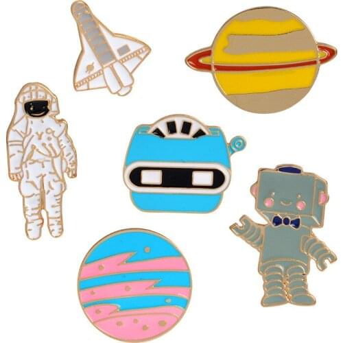 1PCS aeriator/Star/Robot/airplane Series Badges on A Pin Badges for Clothes Free Shipping Badge for Backpack metal Badges