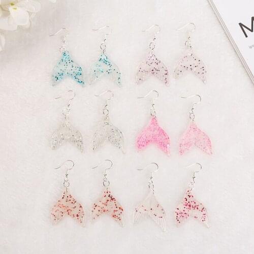 1 pair Fashion mermaid tail earring flat back Resin Drop Earrings For or Women Children Jewelry