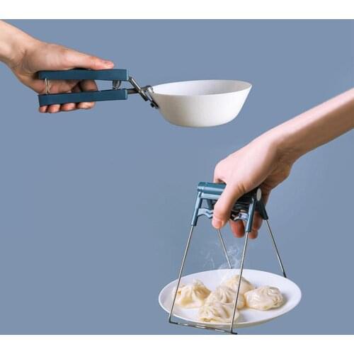 1Pc Multifunction Stainless Steel Anti-Hot Pot Bowl Dish Clamp Gripper Holder Clip Cooking Clip Handle Kitchen Tool Organizer