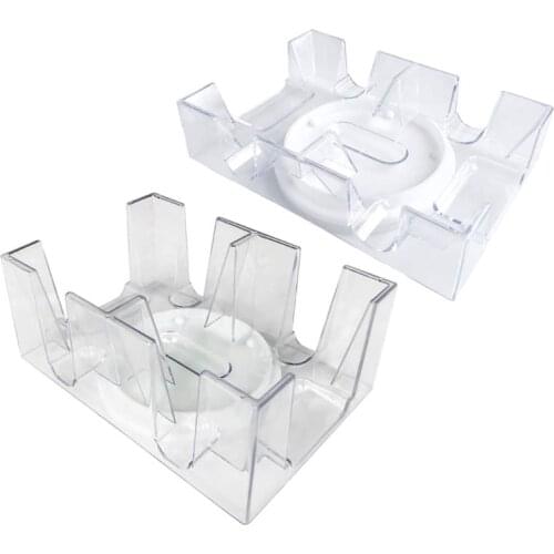 2/6 Deck Transparent Poker Card Box PC Playing Card Stand with Rotating Tray Casino Party Board Game Props