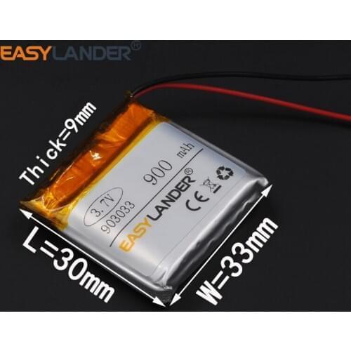 9x30x33mm 3.7V 900mAh Rechargeable li Polymer Li-ion Battery For Mp3 Mp4 PAD DIY E-book bluetooth Vedio Game toys 903033 093033