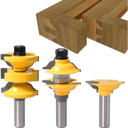 3Pcs/Set Shank Entry Interior Tenon Door Router Bit Set Ogee Matched Rail & Stile Router Bits Carving for Wood