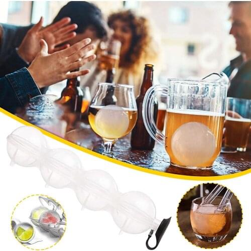 4 Cavity 5.5cm Big Size Ball Ice Molds Sphere Round Ball Ice Cube Makers Home Bar Party Kitchen Whiskey Cocktail DIY Ice Moulds