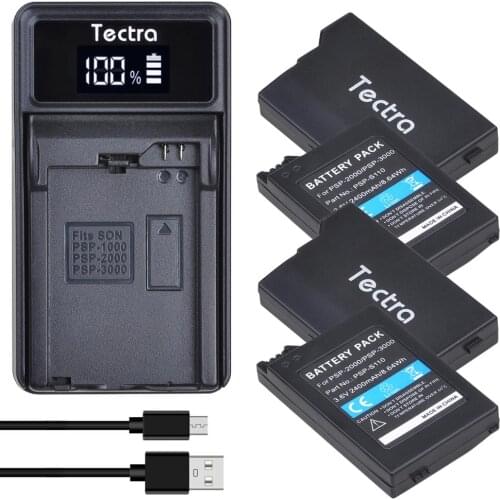 4Pcs 2400mAh 3.6V Replacement Battery+LED Charger for Sony PSP2000 PSP3000 PSP S110 Gamepad For PlayStation Portable Controller