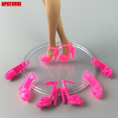 5pairs/lot Random Color Dolls Accessories for High Heel Shoes Sandals Doll Shoes for Barbie Party Shoes for 1/6 BJD Doll House