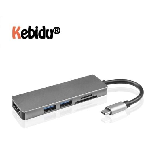 5 In 1 Type-C To USB-C HDMI-compatible USB 3.0 Hub USB C Adapter Support SD/TF Card For Samsung Galaxy S9/S8 Huawei P20 Pro