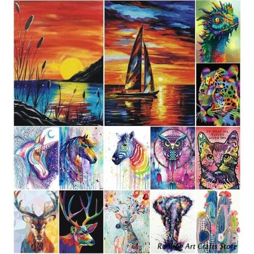 5D Diy Diamond Painting Colorful Animal Full Round Square Drill Cross Stitch Kits Embroidery Mosaic Picture Home Decoration Gift