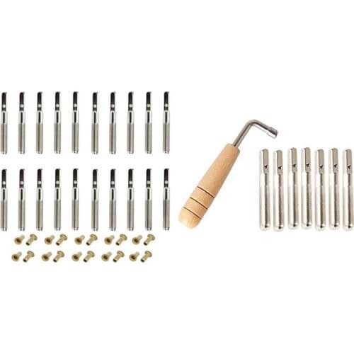 7Pcs Tuning Pins with L-Shape Tuning Wrench with 20Pcs Lyre Harp Tuning Pin Nails and 20 Pcs Rivets Set