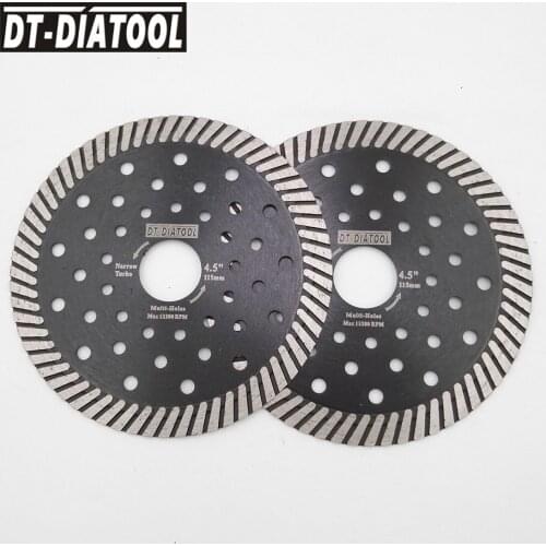 DT-DIATOOL 2pcs Diamond Narrow Turbo Saw Blades With Multi Hole Cutting Discs Granite Marble Concrete Masonry Diamond Wheel