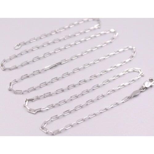Real Platinum 950 Necklace Width 2mm Rectangular Link Chain 23.62"L For Woman Man