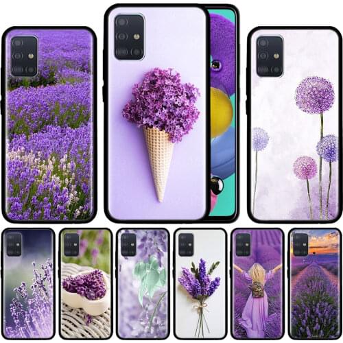 Lavender Case For Samsung Galaxy A51 A71 M31 A41 A31 A11 A01 M51 M21 M11 M40 Black Soft Phone Cover Fundas