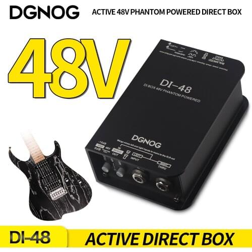 DGNOG DI48 48V Phantom Power Active Plug-in Box Compatible: Bass, Electric Piano, Electric Guitar, Professional Band
