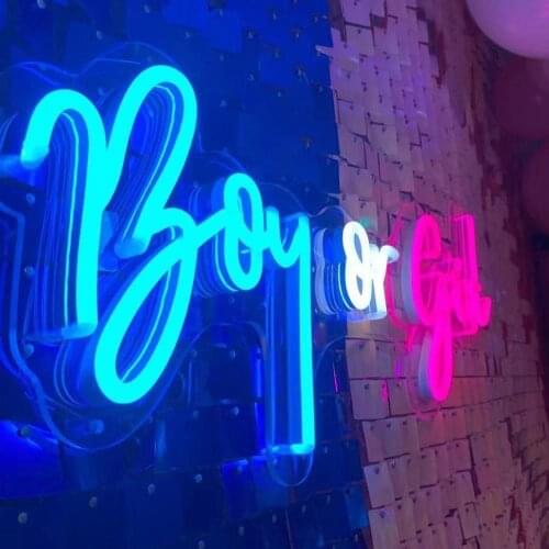 Girl Boy Gender Reveal Baby Shower Decoration Party Supplies Neon Sign Theme Garland Kit Favors Kids Birthday Decor Shiny Letter