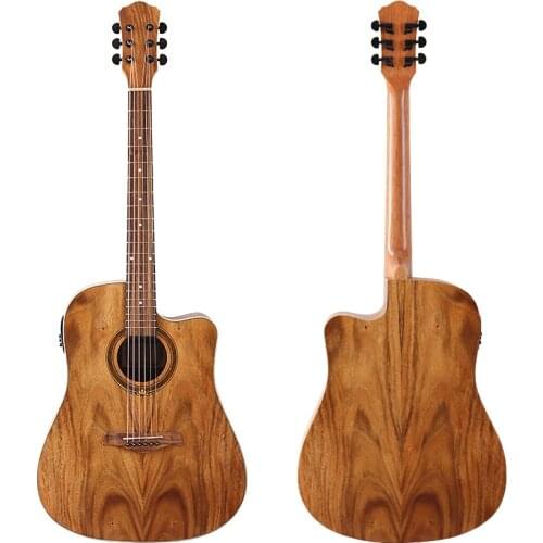 Electric acoustic guitar 6 string 40 inch acoustic guitar with mic beat board function flower inlay fingerboard folk guitar