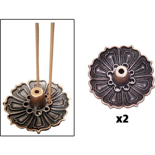 Alloy Incense Burner Cone & Stick Holder Plate Buddhism Coil Lotus Censer