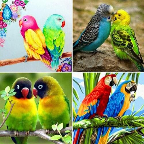 HUACAN 5D Diamond Painting Animal Parrot Full Square Drill Home Decoration Embroidery Rhinestone Picture New Arrival