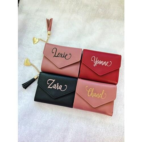 PERSONALISED Name Trifold Wallet Birthday Gift Purse BRIDESMAID WALLET Custom Wallet Valentines Gift for her Initial Name Wallet