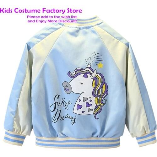 2021 Kids Spring Autumn Childrens Jacket Cartoon Unicorn Jacket Boys Girls Zipper Coats For Kids 1-10Years Children Outwear
