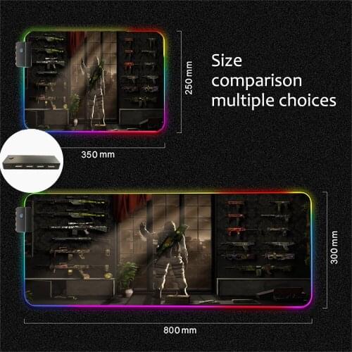 Mairuige RGB Hot-selling New Product Four USB Ports Connected To Mouse and Keyboard LED Large Mouse Pad XxlCSGO All Weapons
