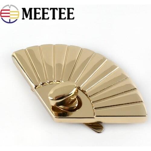 Meetee 4/10pcs 61.2X33.5mm Metal Fan-shaped Twist Lock Buckle Bag Closure Locks Clasp Replacement Purse Snaps Buckles Accessor