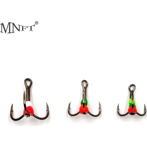 MNFT 10Pcs Winter Ice Fishing Three-jaw Hook High Carbon Steel Winter Treble Hook Blood Trough Fishhooks Accessories 6# 8# 10
