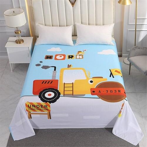 Cartoon Road Roller Bedsheet for Kids Bedroom Single Twin Size Bedding Bedclothes 3D Printed Flat Sheet Child Gifts 160X230cm
