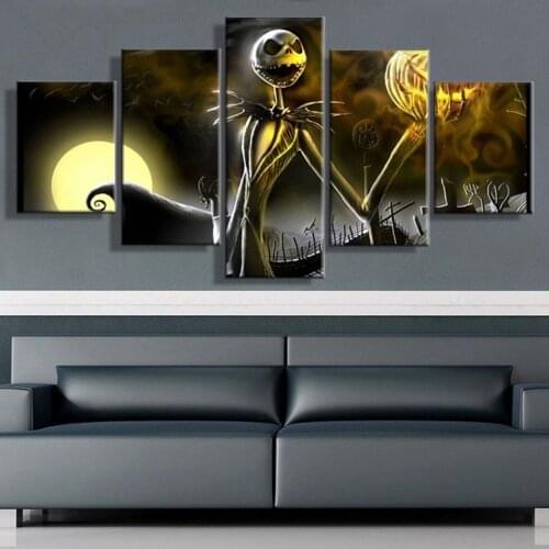 Nightmare Before Christmas 5 Piece No Framed Canvas Picture Print Wall Art Canvas Painting Wall Decor for Living Room
