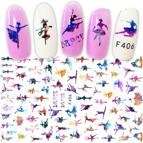 Nail Sticker 3D Nails Slider Decals Ballet Girl Dancing Design Nail Art Decoration Manicure Adhesive Foil Wraps Pegatinas Polish