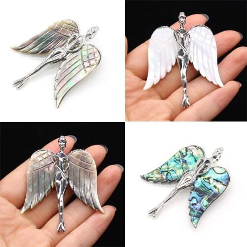 Natural Shell Angel Design Brooches Silver Abalone Alloy Pins Brooch 3 Style Available for Girls Party Dress Coat Pins Gifts