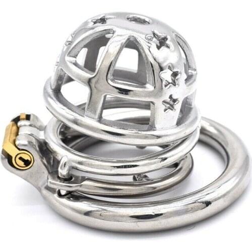 Stainless Steel Male Chastity Cage Short Mens Locking Belt Restraint Device 324 Cock Cage Chastity