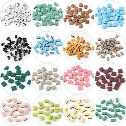 Multiple Color Rectangular Rubber Hematite Two Hole Beads Loose Spacer Beads For Jewelry Making Diy Charms Bracelet Accessories