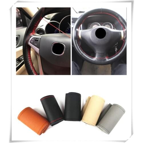 New car interior hand sewing steering wheel cover protection for Volkswagen vw Touran 1.4 Fox 1.2 Touareg2 GolfA5 GT