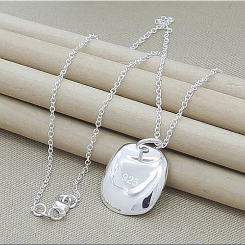 925 Silver Necklace New Fashion Square Charm Pendant Necklaces For Women Men Jewelry Free Shipping